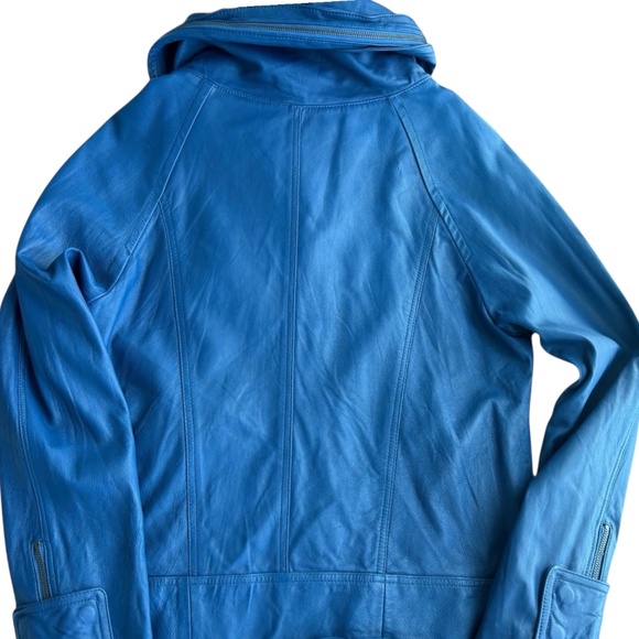 Lavenlico Blue Italian Sheep Leather Jacket | Y2K 2000s Made in Italy - Picture 8 of 13